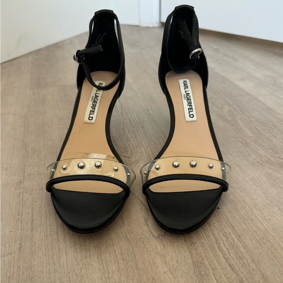 Karl Lagerfeld Shoes - Karl Lagerfeld Kitten Heel with Bejeweled Clear Toe Strap
